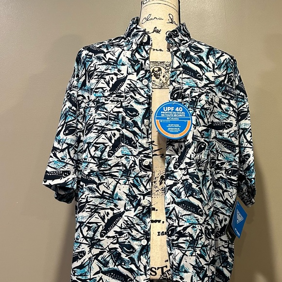 Columbia PFG Omni-Shade UPF 40 Fish Print Shirt - Picture 3 of 14